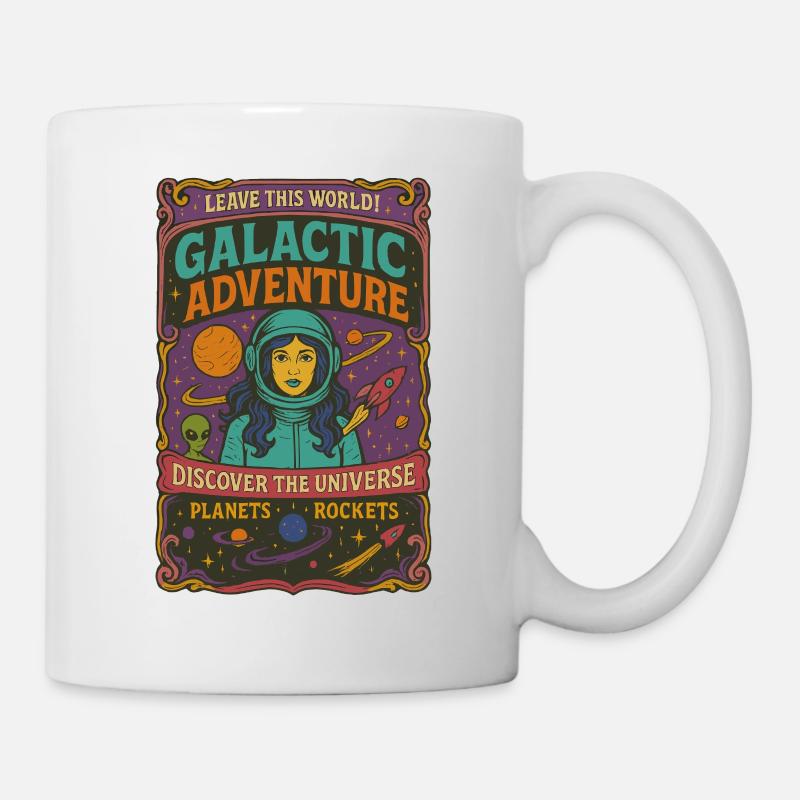 Galactic Adventure Retro Poster - Tasse - Weiß