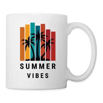 Retro Summer Vibes Palm Tree Sunset Beach - Tasse - Weiß - Rechts