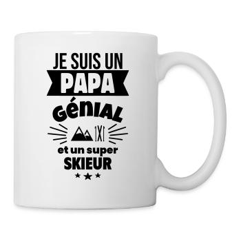Papa génial & skieur – idée fête des pères - Mug blanc - blanc - Droite