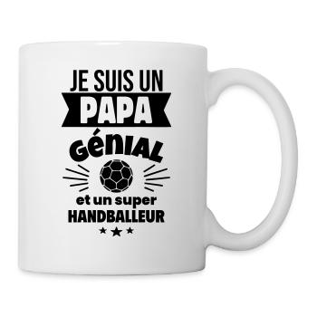 Papa génial & handballeur – idée fête des pères - Mug blanc - blanc - Droite
