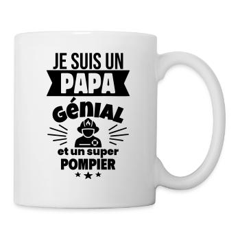 Papa génial & pompier – idée fête des pères - Mug blanc - blanc - Droite