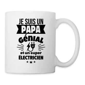 Papa génial & électricien – idée fête des pères - Mug blanc - blanc - Droite