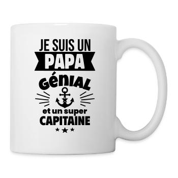 Papa génial & capitaine – idée fête des pères - Mug blanc - blanc - Droite