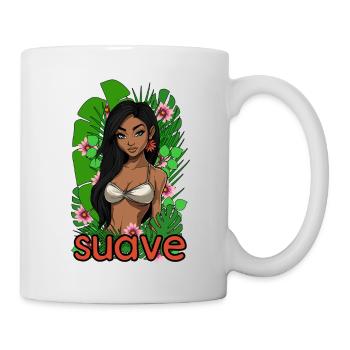 Suave belle femme avec des plantes - Mug blanc - blanc - Droite