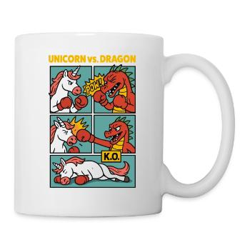 Unicorn vs. Dragon - Comic Fight - Tasse - Weiß - Rechts