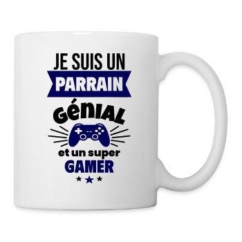 Parrain génial et super gamer Geek Gaming Gamer - Mug blanc - blanc - Droite