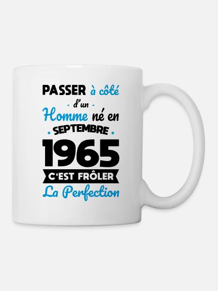 60. Geburtstag - geboren im September 1965 - Tasse - Weiß