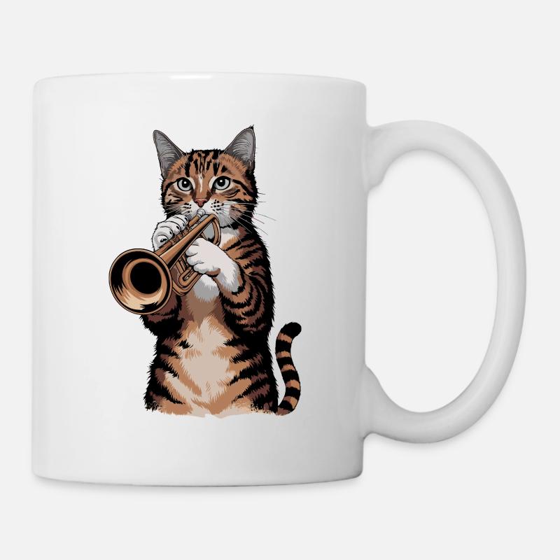 Trompeten-Katze - Tasse - Weiß