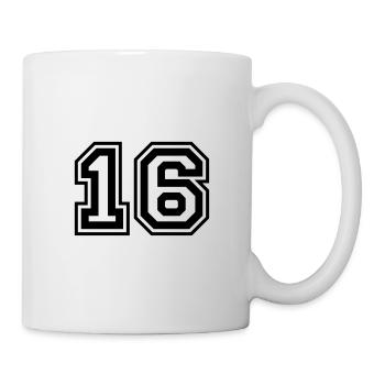 16 Zahl nummer - Tasse - Weiß - Rechts