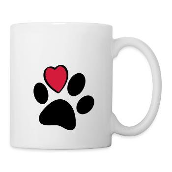 Dogs or cats paws with heart. Animal Day - Mug - white - Right