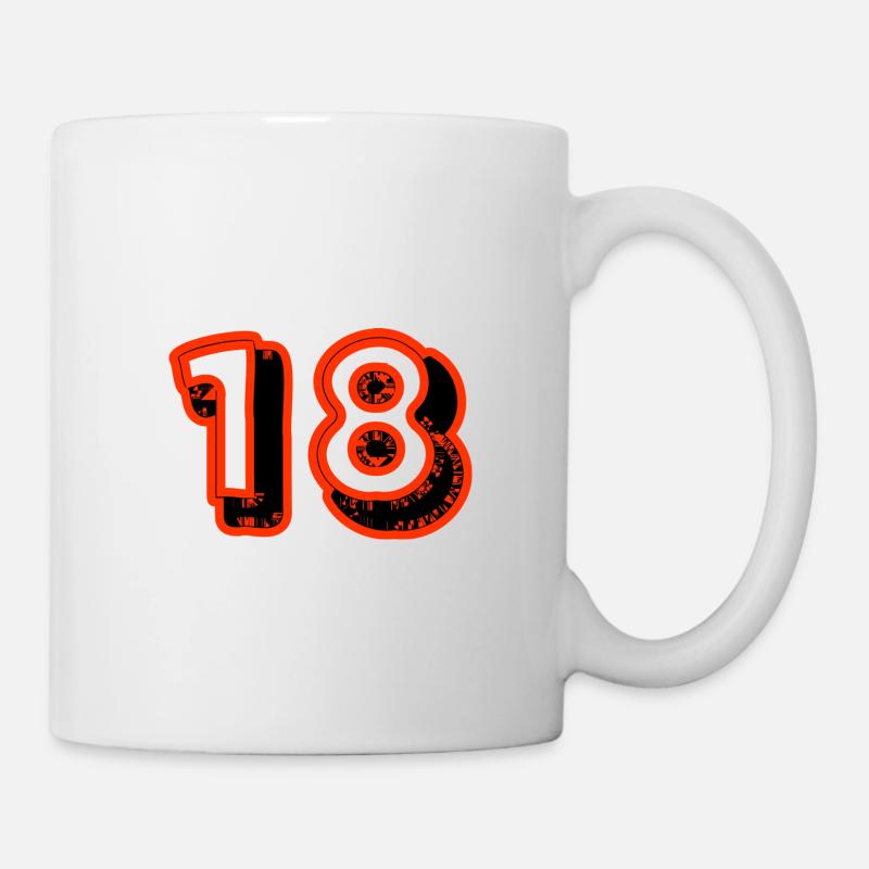 18. 18 ANS. 18e ANNIVERSAIRE. ANNIVERSAIRE 18 ANS. - Mug blanc - blanc