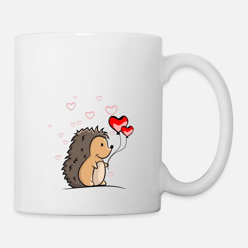 Hérisson avec des ballons de coeur - Mug blanc - blanc