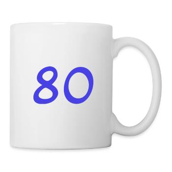 80. 80 JAHRE. 80-JÄHRIGES JUBILÄUM. 80. GEBURTSTAG. - Tasse - Weiß - Rechts
