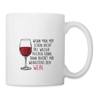 Den Wein reichen - Lustiges Wortspiel Geschenk - Tasse - Weiß - Rechts