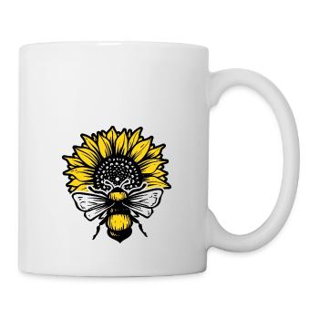 Sunflower and bee black and yellow - Mug - white - Right