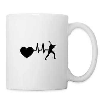 Baseballliebhaber Baseball Herzschlag Baseballer - Tasse - Weiß - Rechts