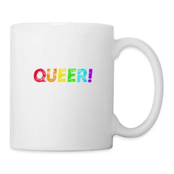 Queer! Geschenkidee Regenbogen LGBTQ+ Pride Month - Tasse - Weiß - Rechts