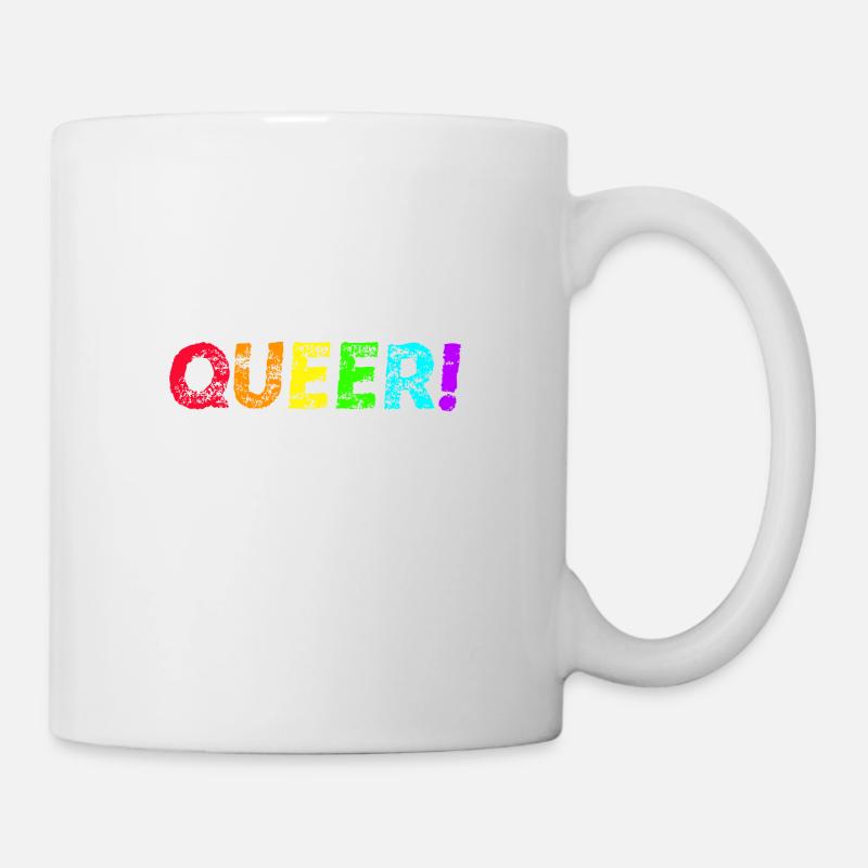 Queer! Geschenkidee Regenbogen LGBTQ+ Pride Month - Tasse - Weiß