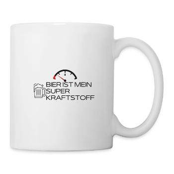Bier ist mein Superkraftstoff- Bier Spruch - Tasse - Weiß - Rechts