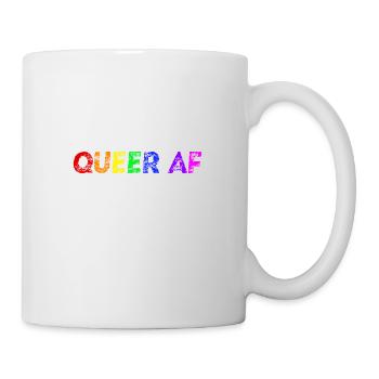 Queer AF Gift Idea Rainbow Flag LGBT LGBTQ+ - Mug - white - Right