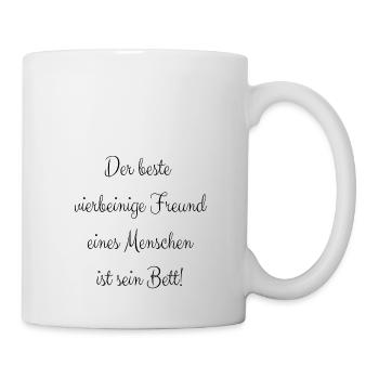 der beste vierbeinige Freund - lustig - Bett - Tasse - Weiß - Rechts