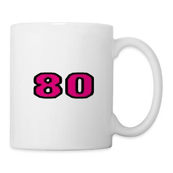 80. 80 JAHRE. 80-JÄHRIGES JUBILÄUM. 80. GEBURTSTAG. - Tasse - Weiß - Rechts