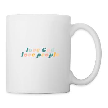 Love God Love People Happy Colorful Vibe Christian - Mug - white - Right