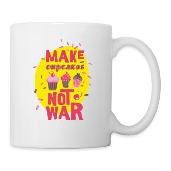 Cupcakes not war - Mach Kuchen statt Krieg- Spaß - Tasse - Weiß - Rechts
