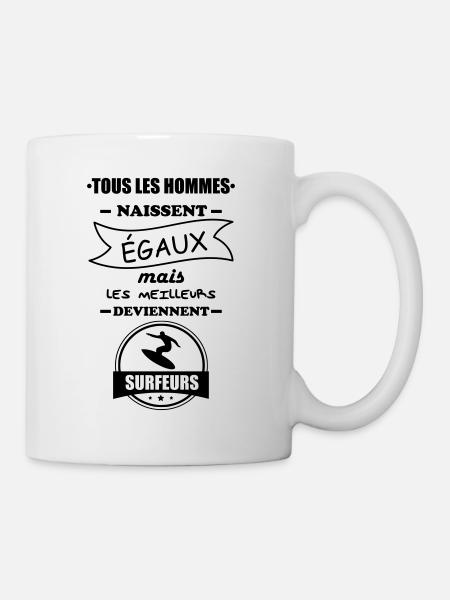 hommes surfeurs, idée cadeau surf, surfeur - Mug blanc - blanc