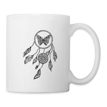 Dream catcher butterfly feathers gift idea - Mug - white - Right