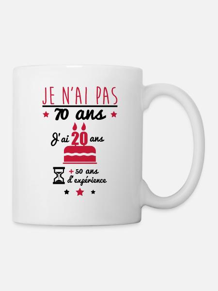 Je n'ai pas 70 ans cadeau d'anniversaire - Mug blanc - blanc