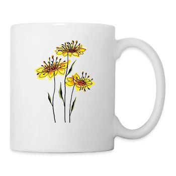 fleurs jaunes - Mug blanc - blanc - Droite