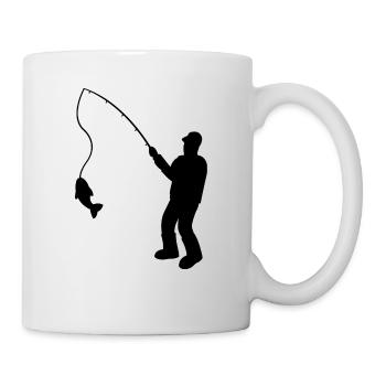 Pêcheur avec canne à pêche et poisson - Mug blanc - blanc - Droite