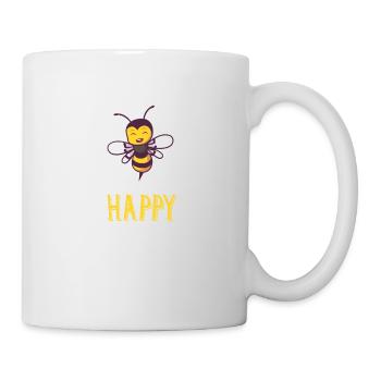 bee happy glückliche Biene die sich freut Geschenk - Tasse - Weiß - Rechts