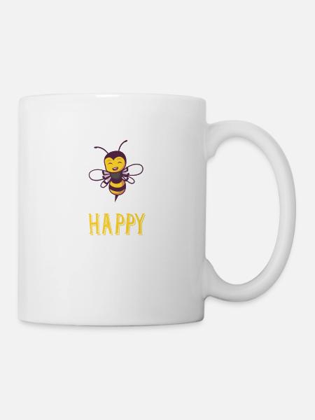 abeille heureuse abeille heureuse qui est cadeau heureux - Mug blanc - blanc