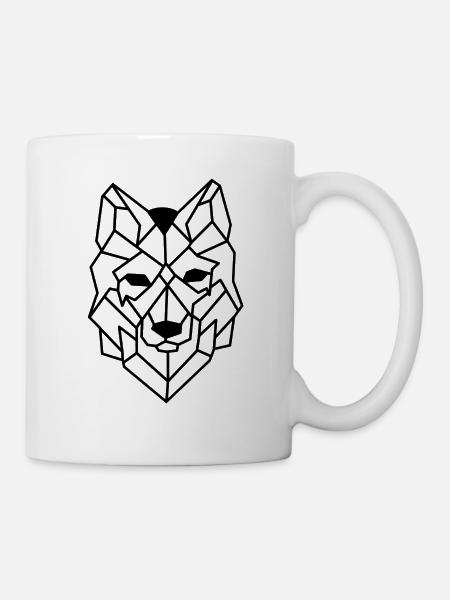 Wolf Hund Geometrisch - Tasse - Weiß