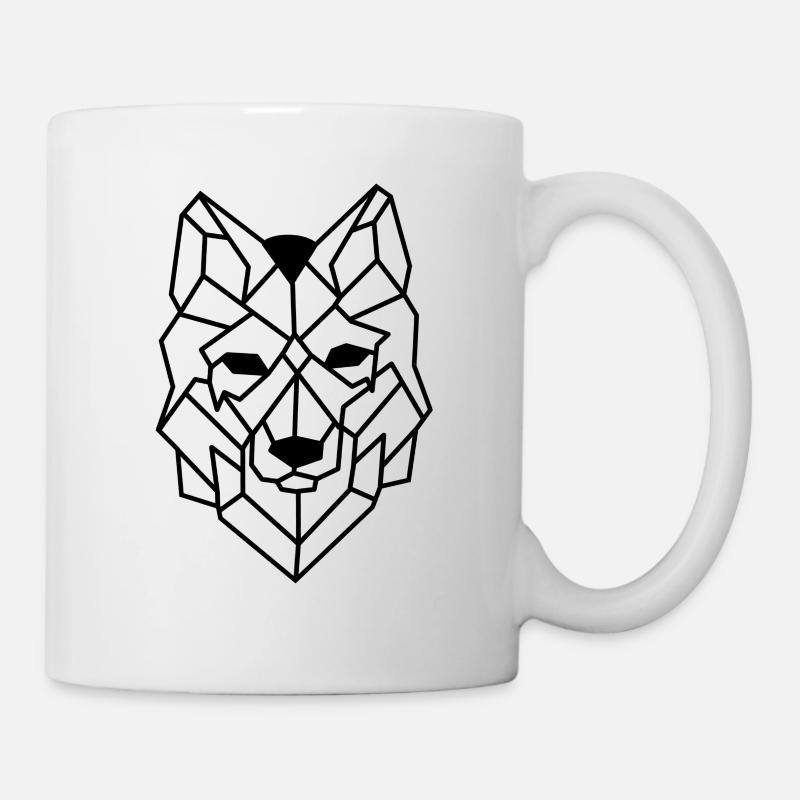 Wolf Hund Geometrisch - Tasse - Weiß