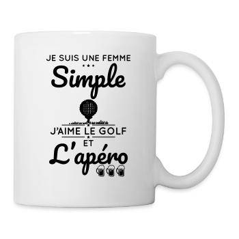 Golf - Femme simple j'aime le golf et l'apéro - Mug blanc - blanc - Droite
