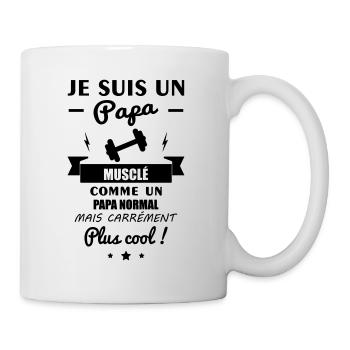 Papa musclé,musculation,muscu,fête des père,humour - Mug blanc - blanc - Droite