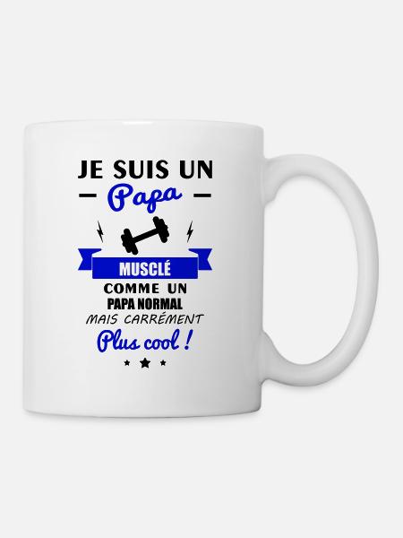 Papa musclé,cadeau muscu,musculation,noël - Mug blanc - blanc