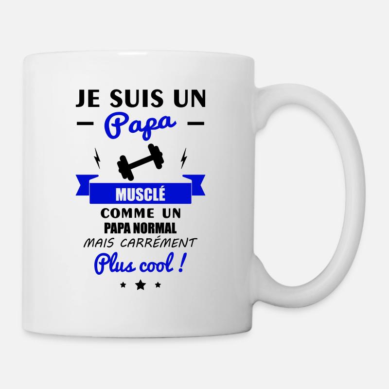 Papa musclé,cadeau muscu,musculation,noël - Mug blanc - blanc