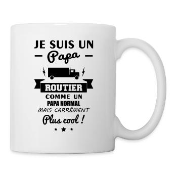 Papa routier, cadeau chauffeur routier,humour - Mug blanc - blanc - Droite
