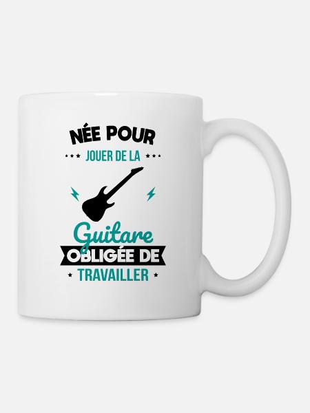 Née pour jouer de la guitare Obligée de travailler - Mug blanc - blanc