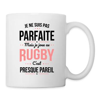 Je ne suis pas parfaite mais je joue au rugby - Mug blanc - blanc - Droite