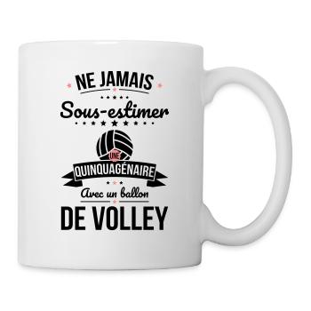 Sous-estimer quinquagénaire avec ballon de volley - Mug blanc - blanc - Droite