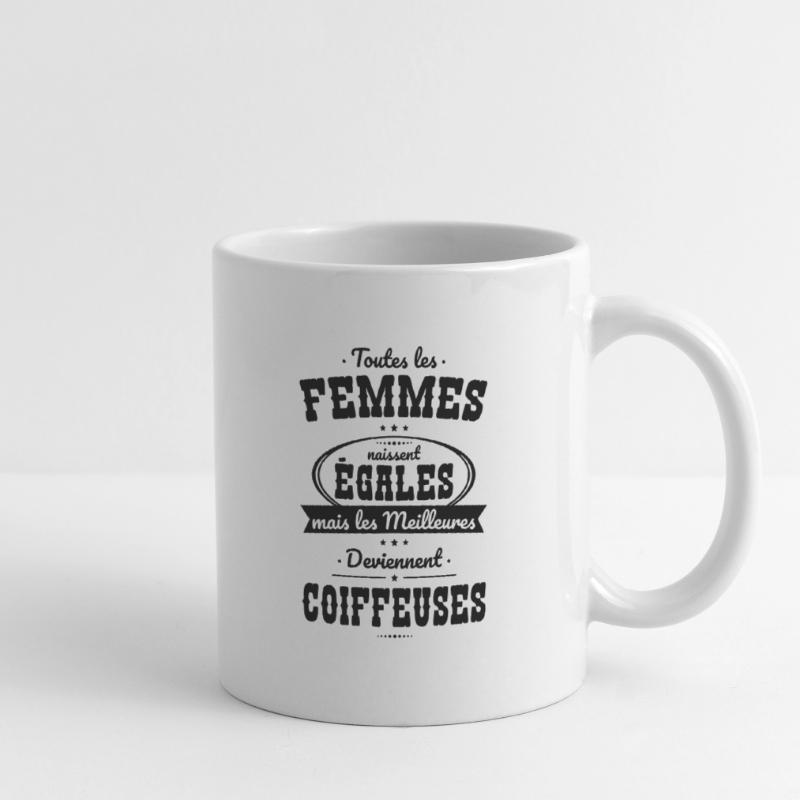 Femmes égales les meilleures deviennent coiffeuses Mug blanc