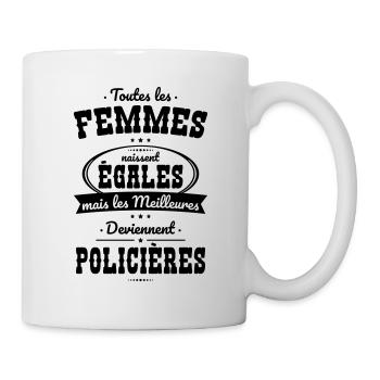 Femmes égales les meilleures deviennent policières - Mug blanc - blanc - Droite