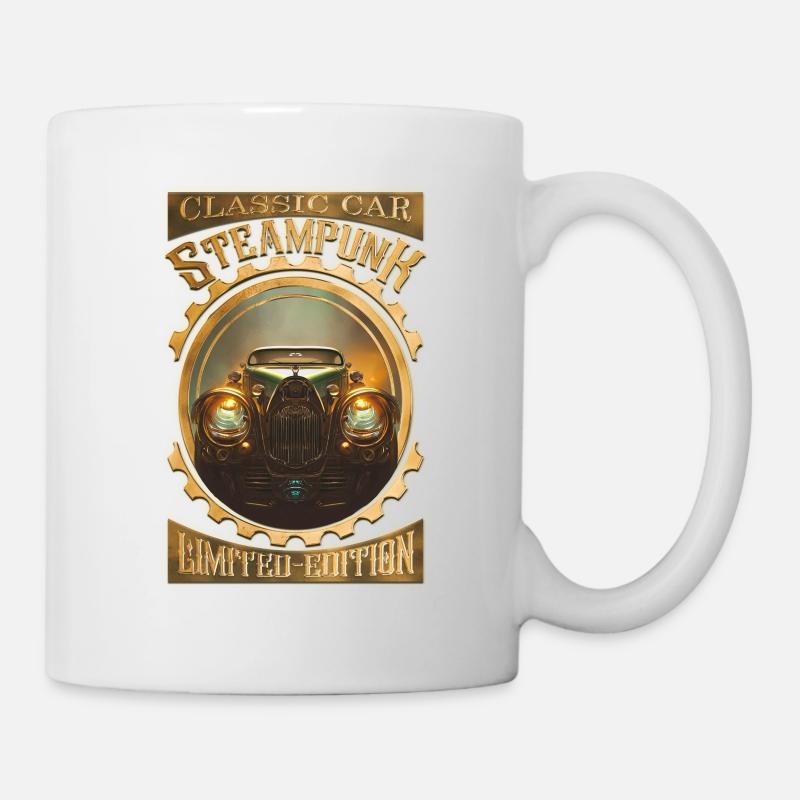 Steampunk classic car, gothic and elegant - Mug - white