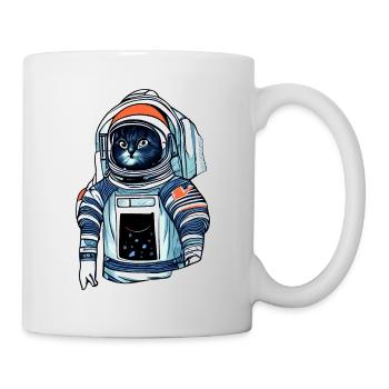 Illustration einer Katze im Raumanzug - Tasse - Weiß - Rechts