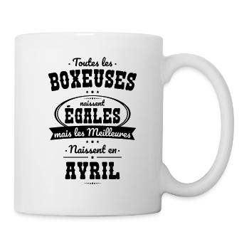 Boxeuses égales meilleures naissent en Avril - Mug blanc - blanc - Droite